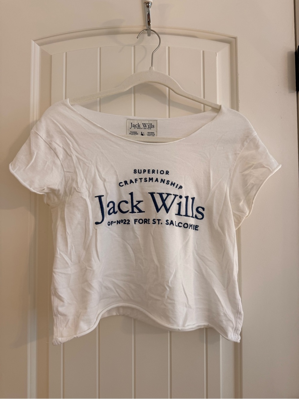 Jack Wills White Tee with Navy Logo Tag